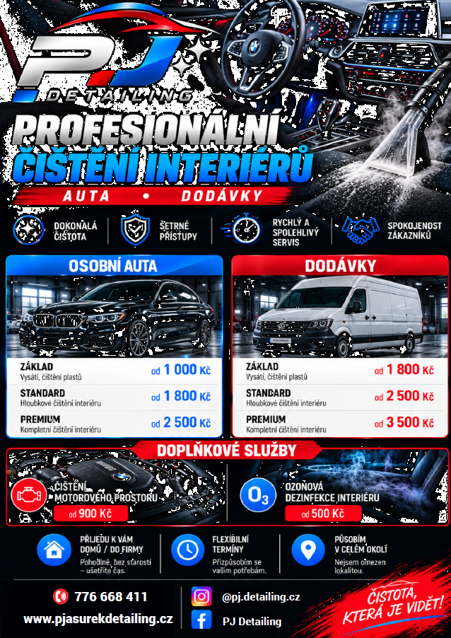 Leták s nabídkou čištění aut a dodávek