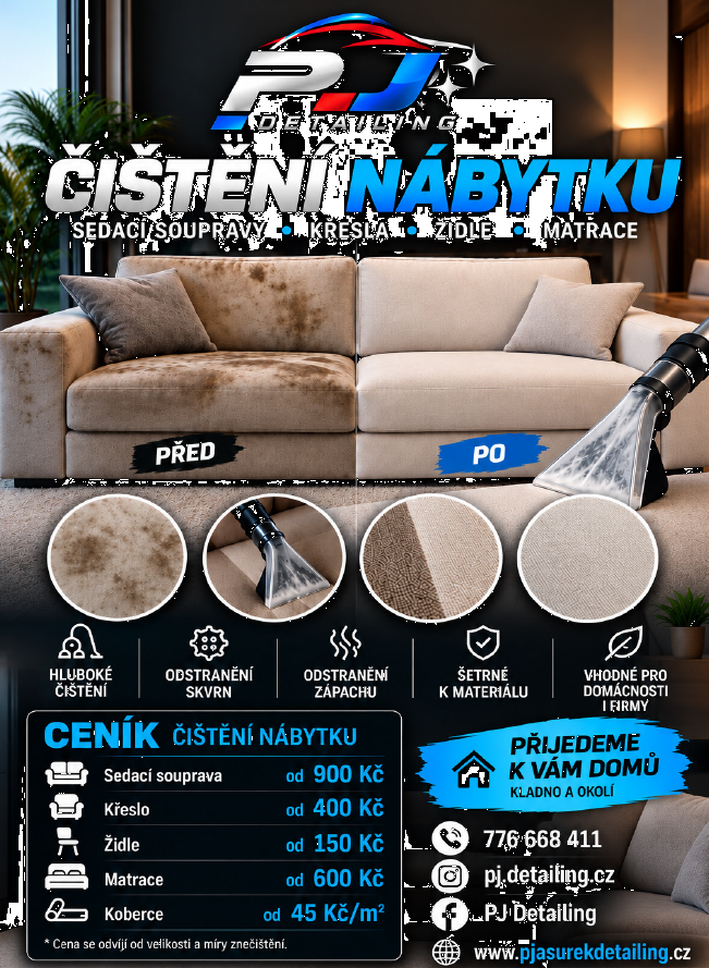 Leták s nabídkou čištění sedaček, matrací a koberců